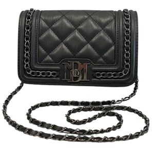 BADGLEY MISCHKA QUILTED BLACK SHOULDER BAG